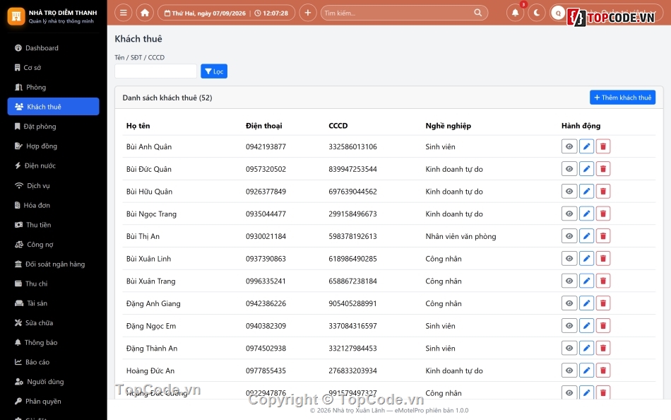 Source PHP,Quản lý nhà trọ,SQL